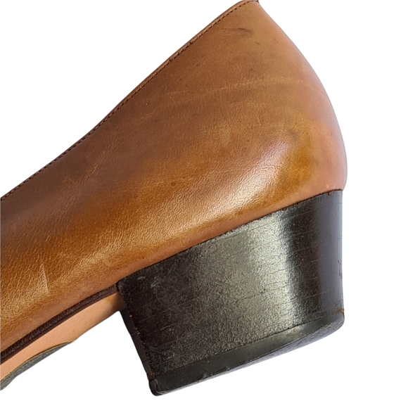 Salvatore Ferragamo AUS 8.5 VINTAGE 90s Designer Tan Leather Vara Bow Pump Shoes - Picture 10 of 17